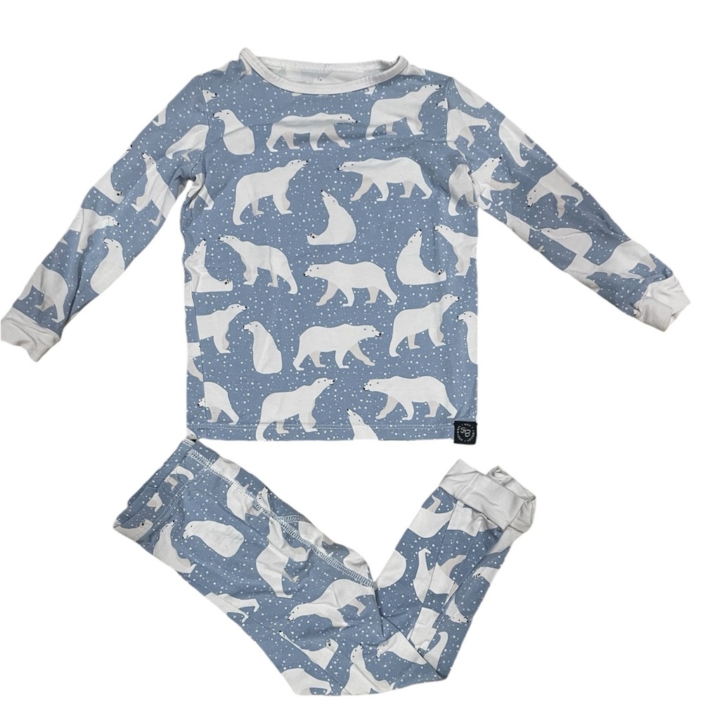 Sweet Bamboo kids pajama set in size 2T. Cute winter polar bear design.